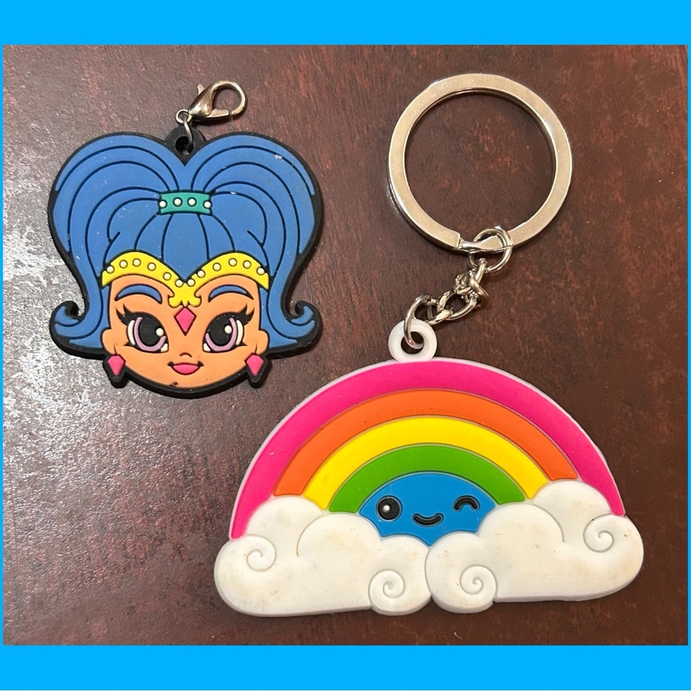 New! Colorful Cartoon Purse Charm Keychain Set!